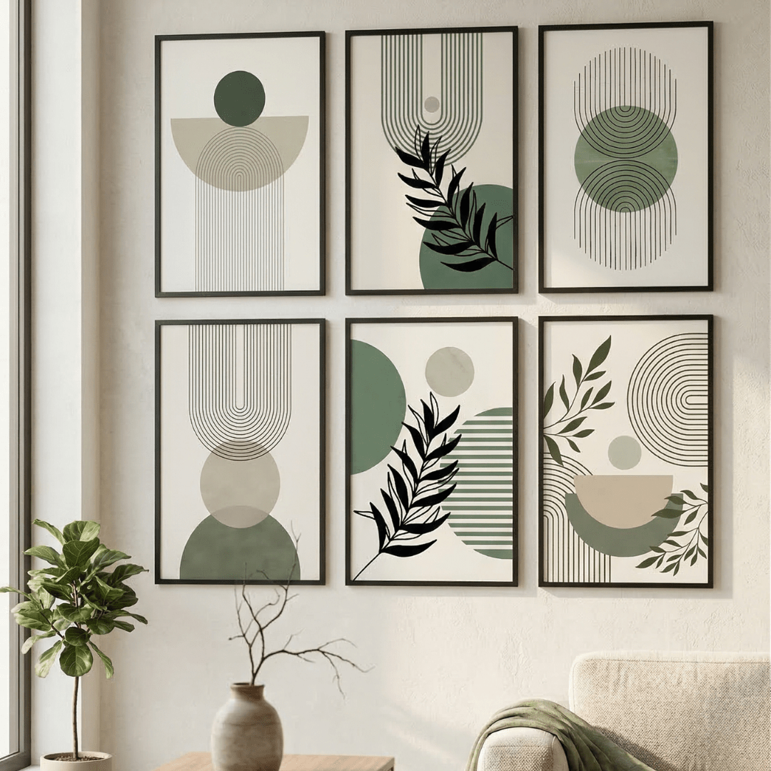 Minimalist Geometric Wall Art Frame Set-6 – Modern Botanical Abstract Wall Decor - Memories InsiteVINTAGE FLORAL WALL FRAME - BLACK SET OF 6